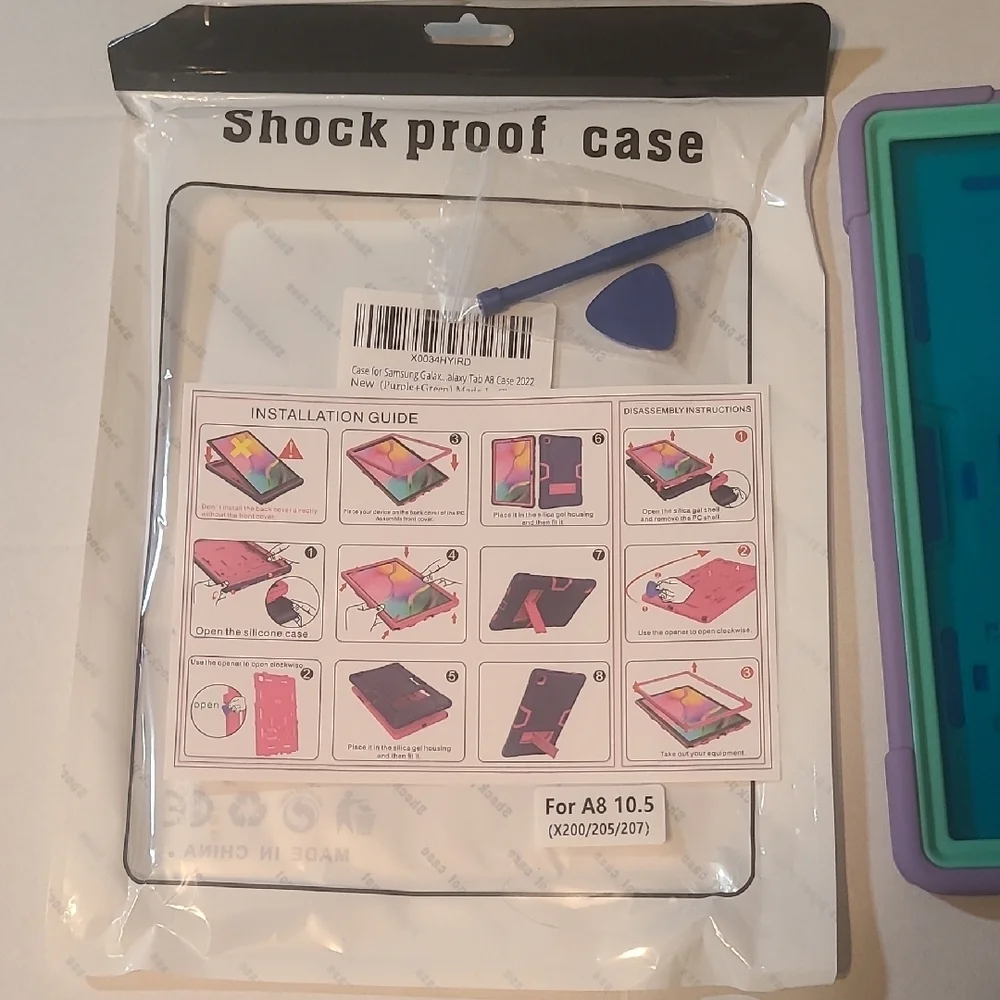Purple and Teal For Samsung A8 10.5 Tablet Case With Kickstand NWOT